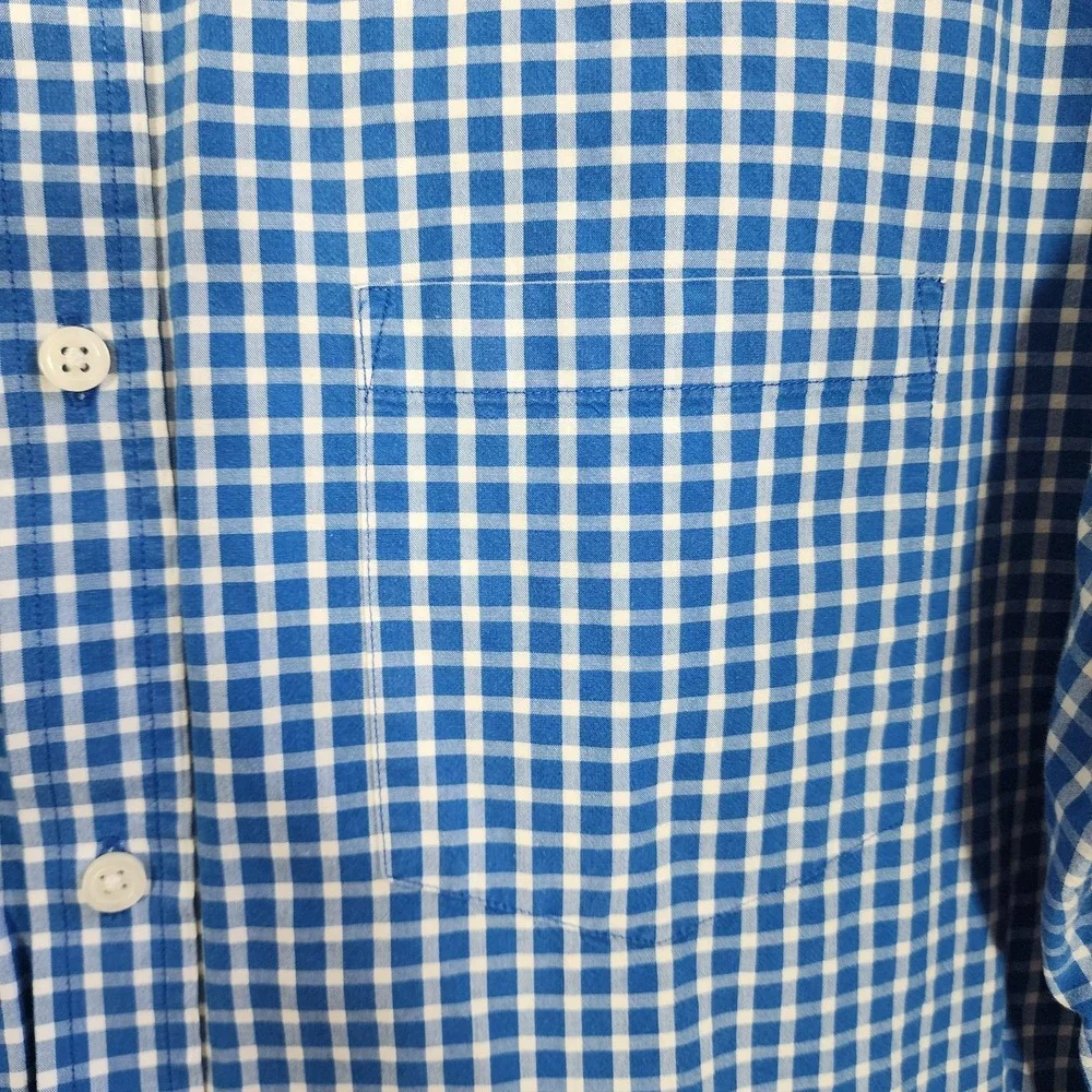 Banana Republic Mens Blue Plaid Regular Fit Long Sleeve Button Up Shirt XL